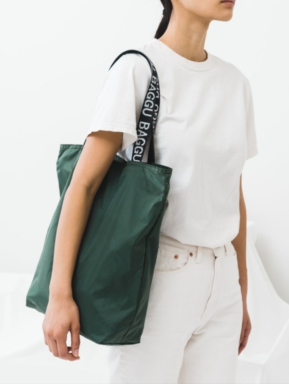 BAGGU Nylon Ripstop Tote Bag Dark Sage